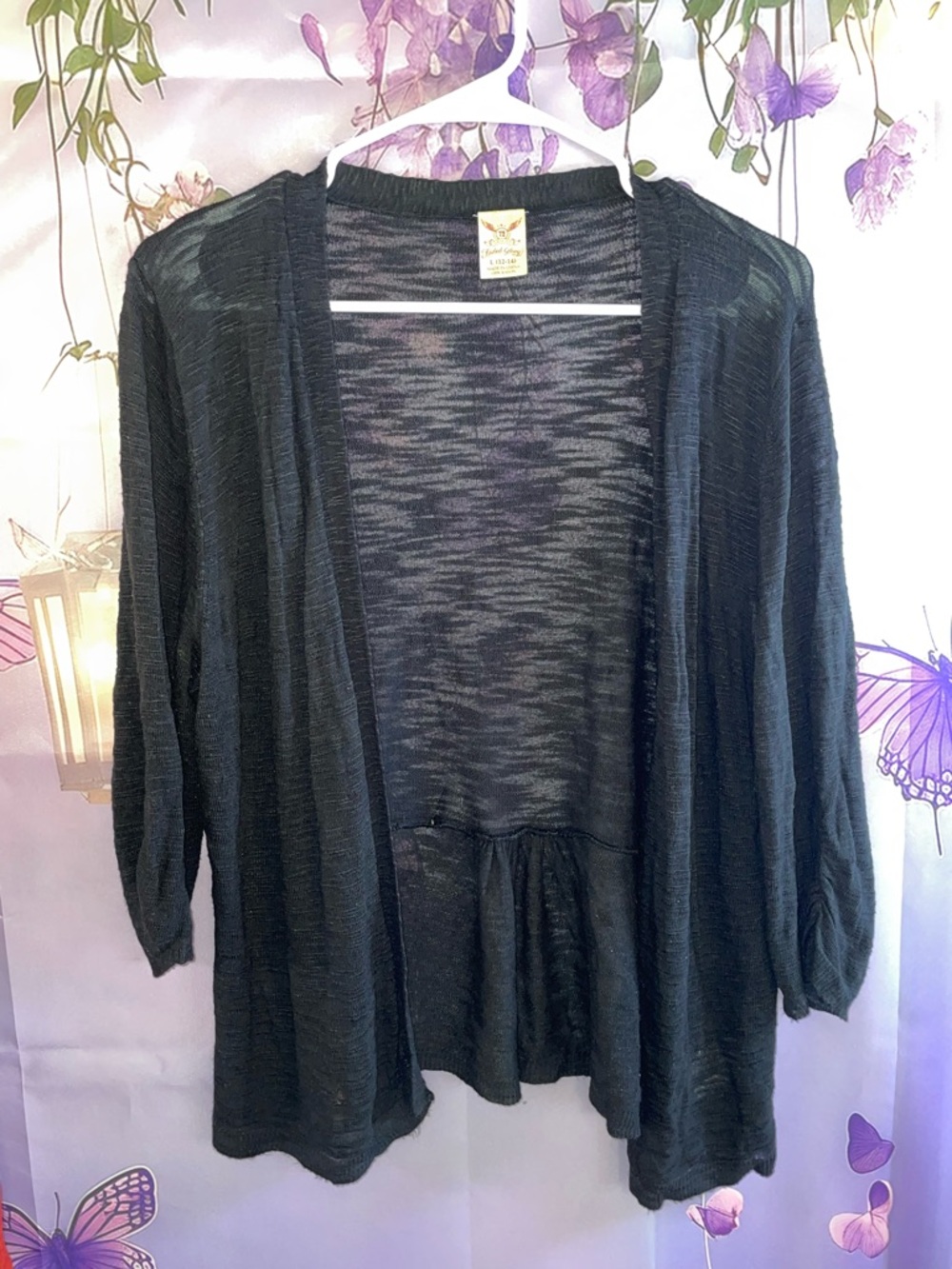 Faded Glory Black Open-Front Lightweight Cardigan